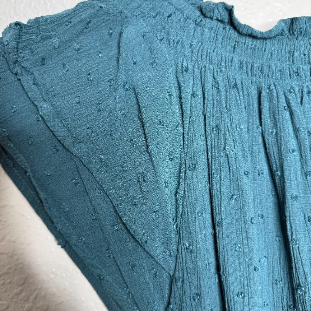 Loft‎ Petite Clip Dot Romper Teal Blue -cp